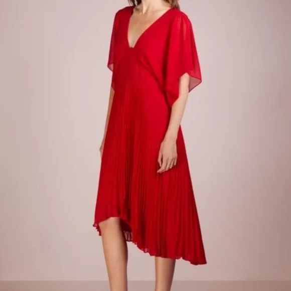 Zorbina Club Monaco Scarlet Pleated Midi Dress - Picture 3 of 9
